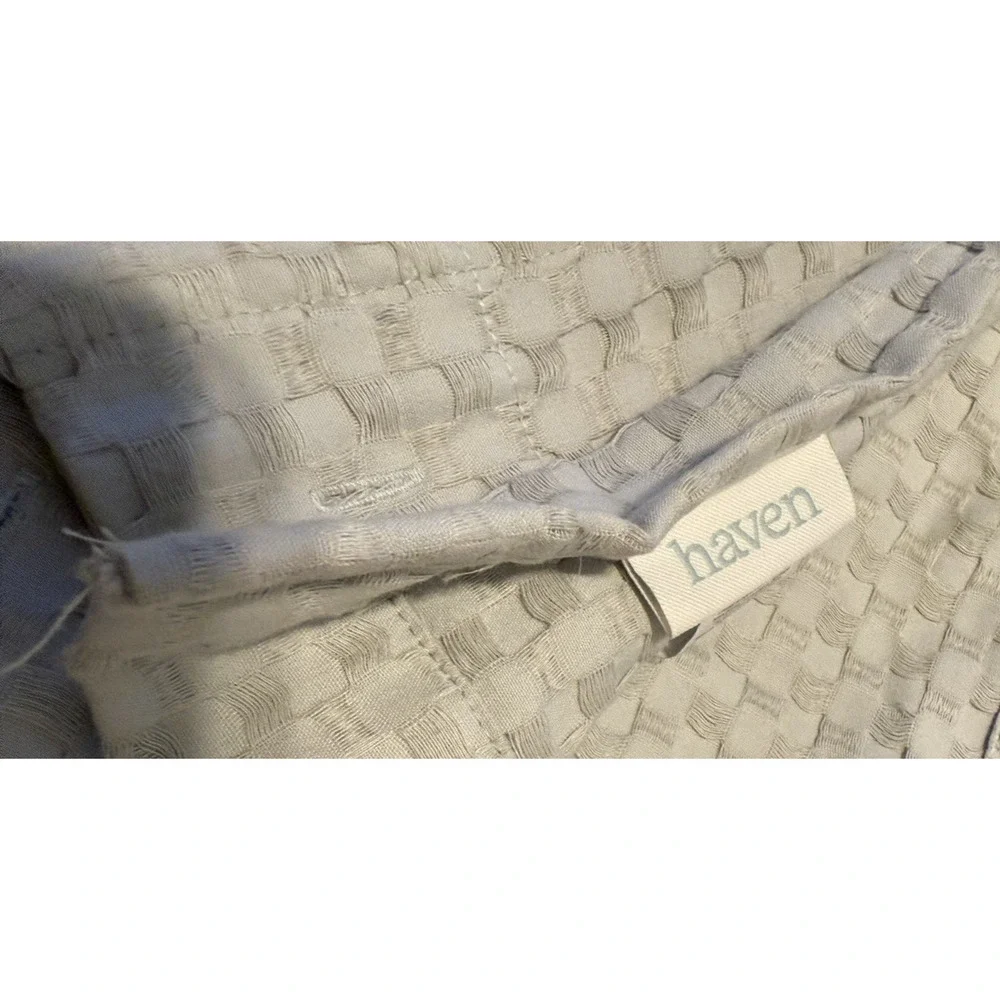 Haven OEKO-Tex Waffle Weave Shower Curtain Cotton Blend Harbor Mist Gray Green